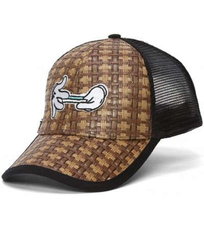 Baseball Caps Straw Adjustable Trucker Hat w/Patch (Various Fun Styles) - Hands Rolling - CJ1227DIU83