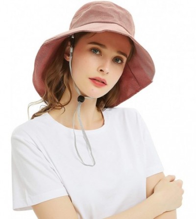 Bucket Hats Bucket Hats for Women- Wide Brim UV Protection Sun Hat Packable Outdoor Beach Caps with Chin Strap - Type 1- Pink...