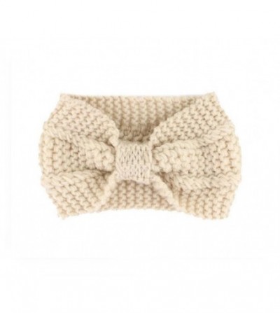 Headbands Women's Bowknot Design Winter Warm Twist Knitted Wool Headgear Crochet Headband Head Wrap Hairband(Beige) - Beige -...