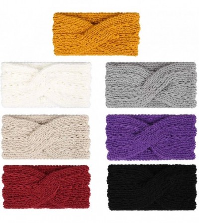 Cold Weather Headbands Womens Winter Warm Soft Crochet Knit Headwrap Ear Warmer Headband for Women - Wine Red - CE19258L4M9