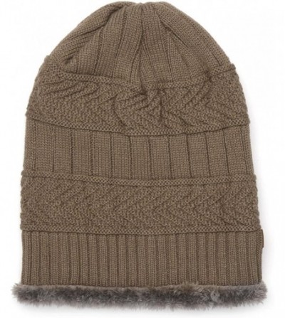 Skullies & Beanies Winter Women Men Hat- Fashion Fleece Beanie Hat- Knitted Warm Cap - Khaki - CY192SHMCWE