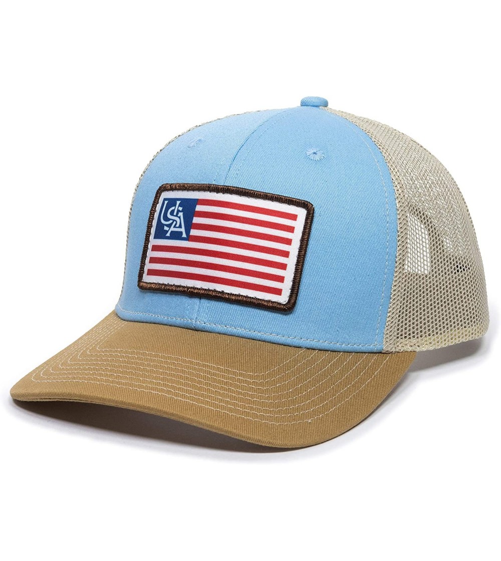Baseball Caps American Flag USA Scout Patch Mesh Back Trucker Hat - Adjustable Snapback Baseball Cap for Men & Women - C318AE...