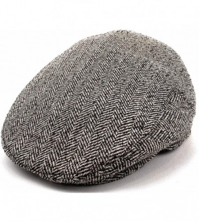 Newsboy Caps Classic Men's Flat Hat Wool Newsboy Herringbone Tweed Driving Cap - Brown Herringbone-nh - C319447Y3S4