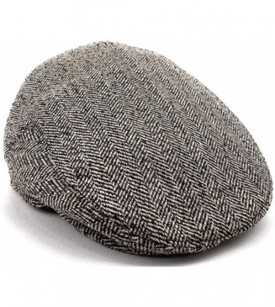 Newsboy Caps Classic Men's Flat Hat Wool Newsboy Herringbone Tweed Driving Cap - Brown Herringbone-nh - C319447Y3S4