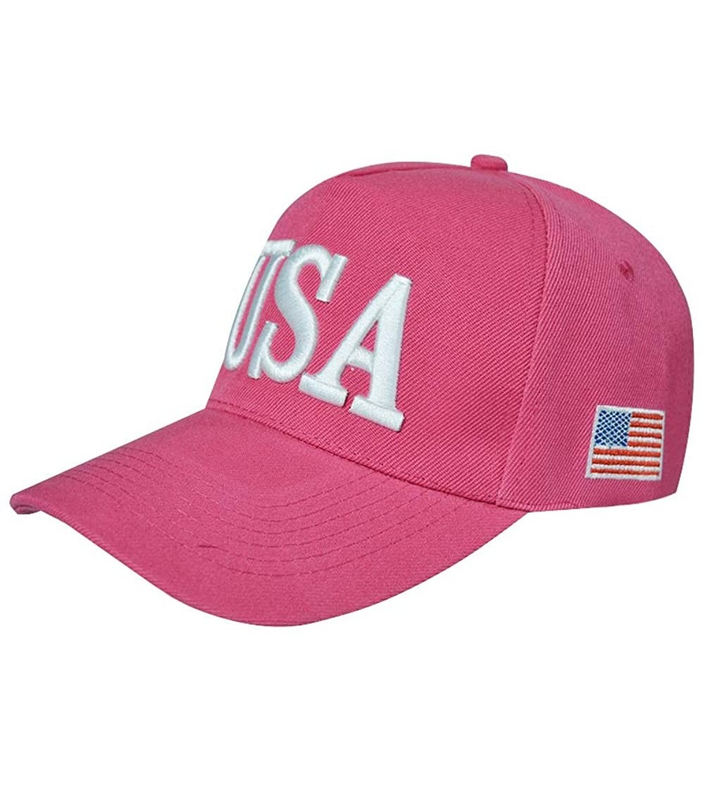 Baseball Caps USA Baseball Cap Polo Style Adjustable Embroidered Dad Hat with American Flag for Men and Women - 0.usa Pink - ...