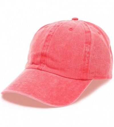 Baseball Caps Low Profile Vintage Washed Pigment Dyed 100% Cotton Adjustable Baseball Cap - Red - CP180ZZ6RGW