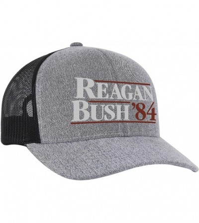Baseball Caps Reagan Bush 84 Campaign Adult Trucker Hat - Heather Grey/Black - C1199IGMOIN