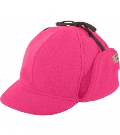 Baseball Caps Snowdrift Cap - Insulated Wool Winter Hat with Ear Flaps - Blaze Pink - C112KKCIXD5