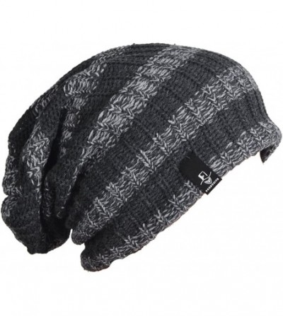 Skullies & Beanies Mens Slouchy Long Oversized Beanie Knit Cap for Summer Winter B08 - Charcoal With Grey - CP12M7EXXGB