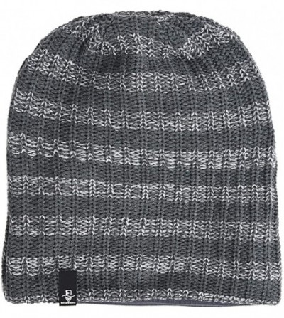 Skullies & Beanies Mens Slouchy Long Oversized Beanie Knit Cap for Summer Winter B08 - Charcoal With Grey - CP12M7EXXGB