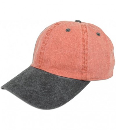 Baseball Caps Dad Hat Pigment Dyed Two Tone Plain Cotton Polo Style Retro Curved Baseball Cap 1200 - Orange / Black - CM17WY9...