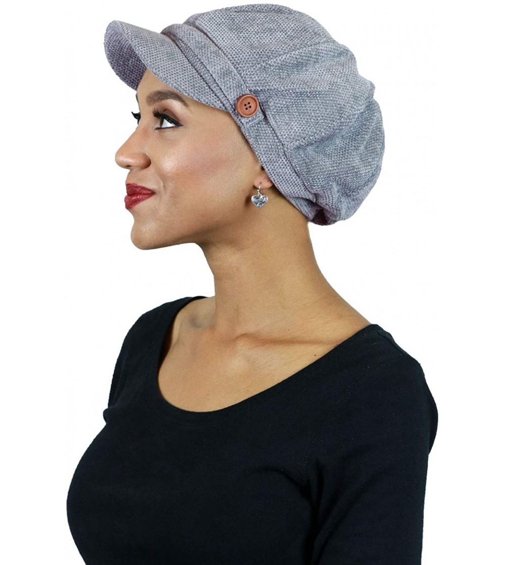 Newsboy Caps Newsboy Cap for Women Cancer Headwear Chemo Hat Ladies Head Coverings Tweed Corduroy - Grey - CA18YKSDG0T