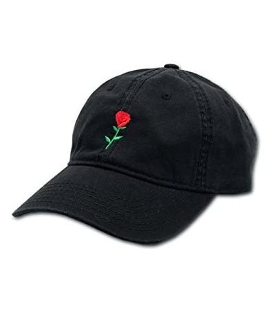 Baseball Caps Mens Embroidered Adjustable Dad Hat - Rose (Black) - C3186UTM7ZZ