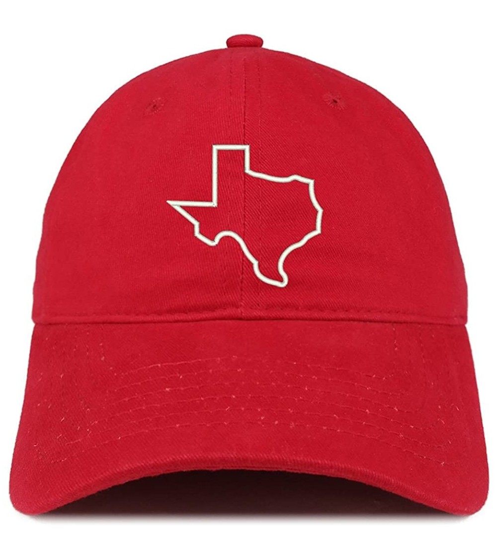 Baseball Caps Texas State Outline Embroidered Brushed Cotton Dad Hat Cap - Red - CA185HMG6EE