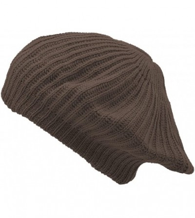 Berets Basic Cable Knit French Beret - Brown - CB18CM68OAR