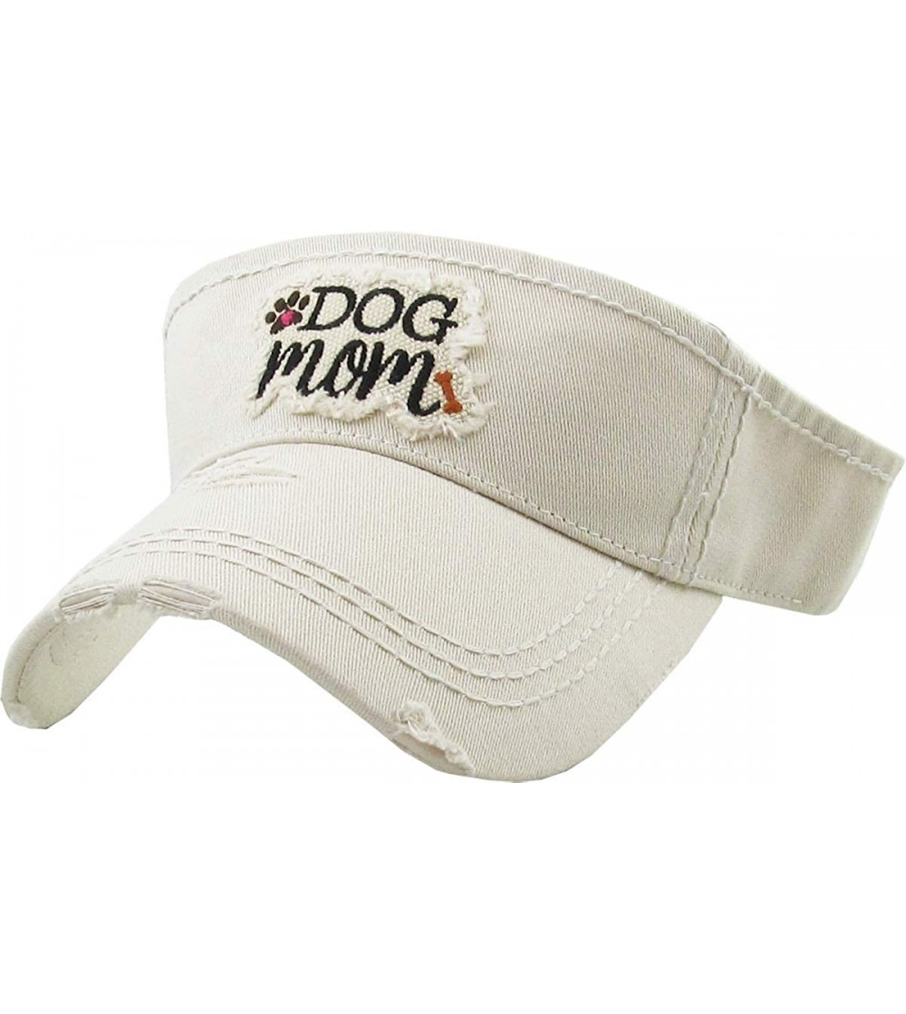 Visors Womens Baseball Cap High Ponytail Bun Half Visor Adjustable Athletic Hat - Dog Mom - Beige - CF18SD5YSQW