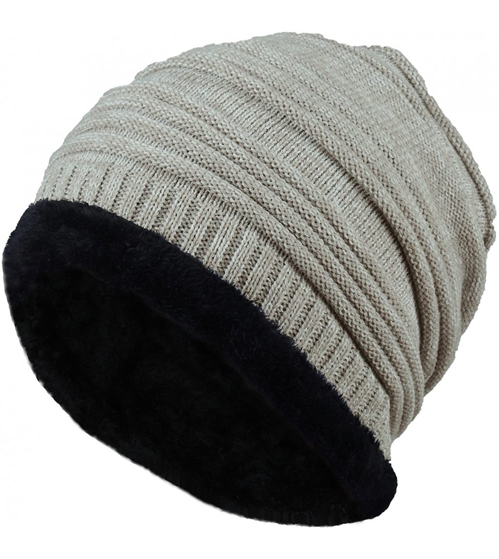 Skullies & Beanies Winter Knit Warm Beanie Hat for Men and Women- Baggy Slouchy Snow Ski Skull Caps - White - CN18YZ3DR0X