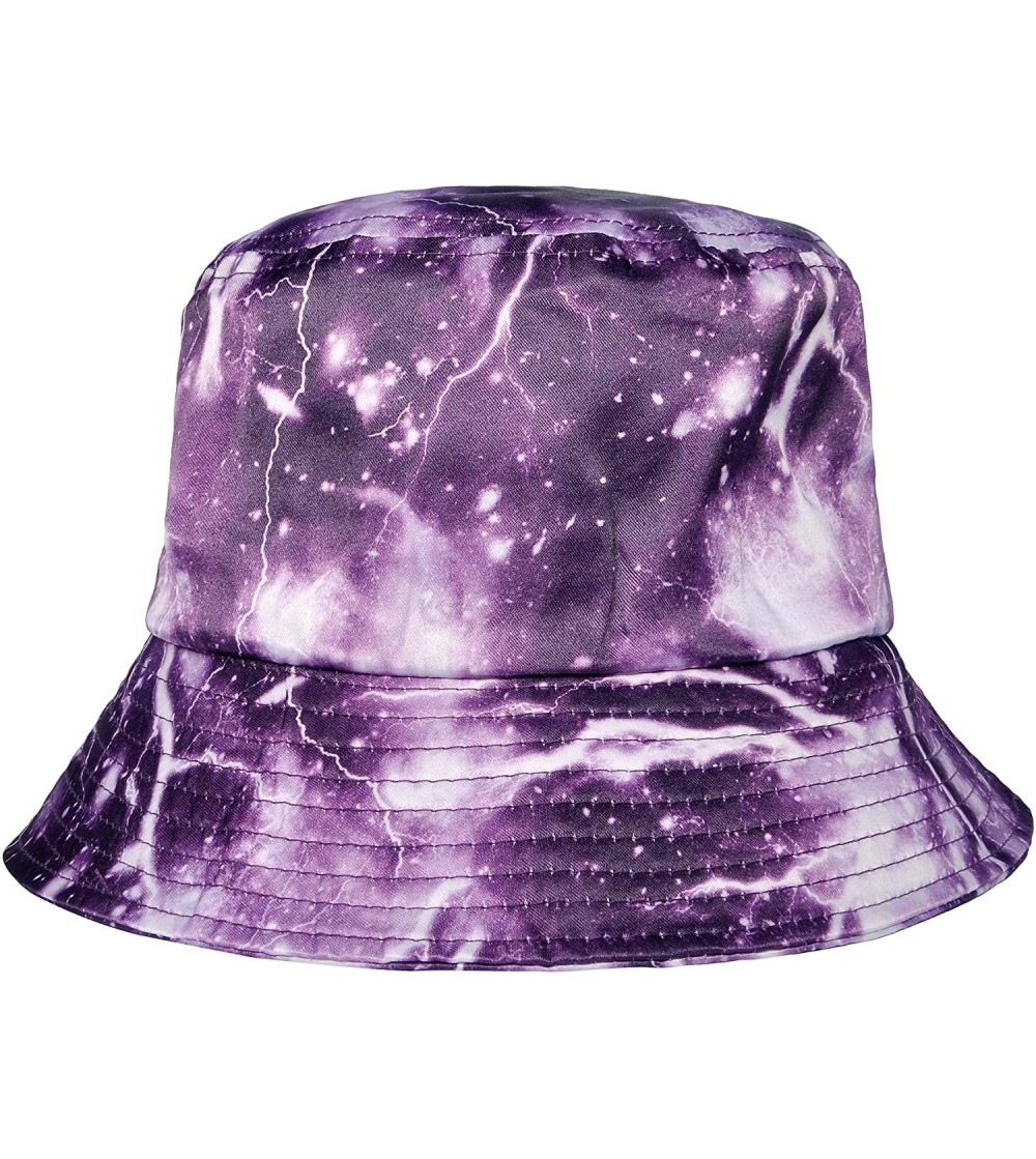 Bucket Hats Unisex Galaxy Bucket Hat Summer Fisherman Cap for Men Women - Lightning Purple - CO18U5US6GX