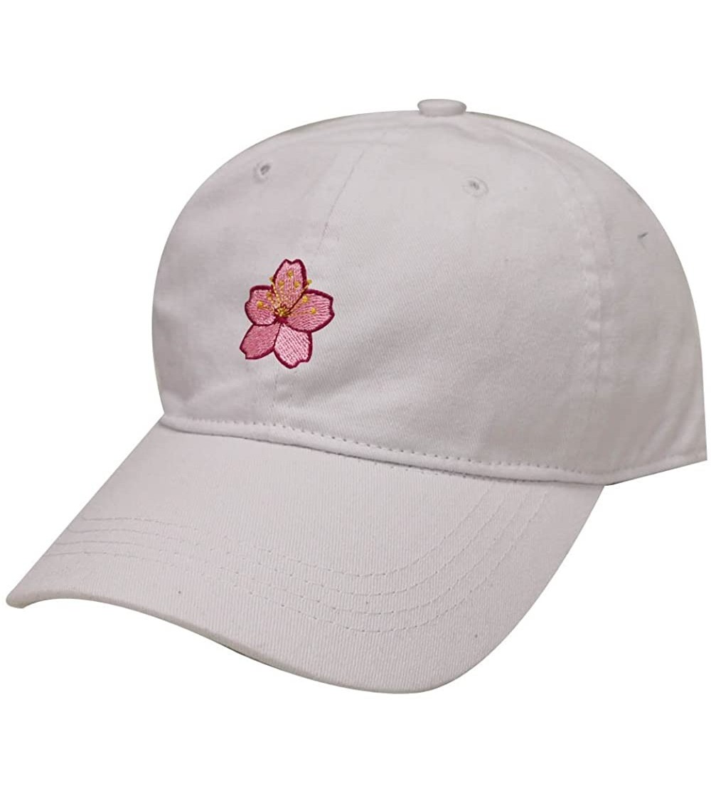 Baseball Caps Cherry Blossom Cotton Baseball Cap - White - CL182DLZ5HS