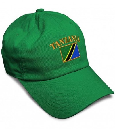Baseball Caps Soft Baseball Cap Tanzania Flag Embroidery Twill Cotton Dad Hats for Men & Women - Kelly Green - CN18YSW46LT