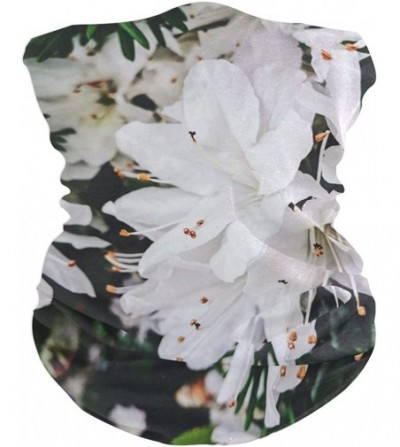 Balaclavas White Flowers Face Mask UV Sun Mask Dust Wind Neck Gaiter Magic Bandana - CO197QUL46Z