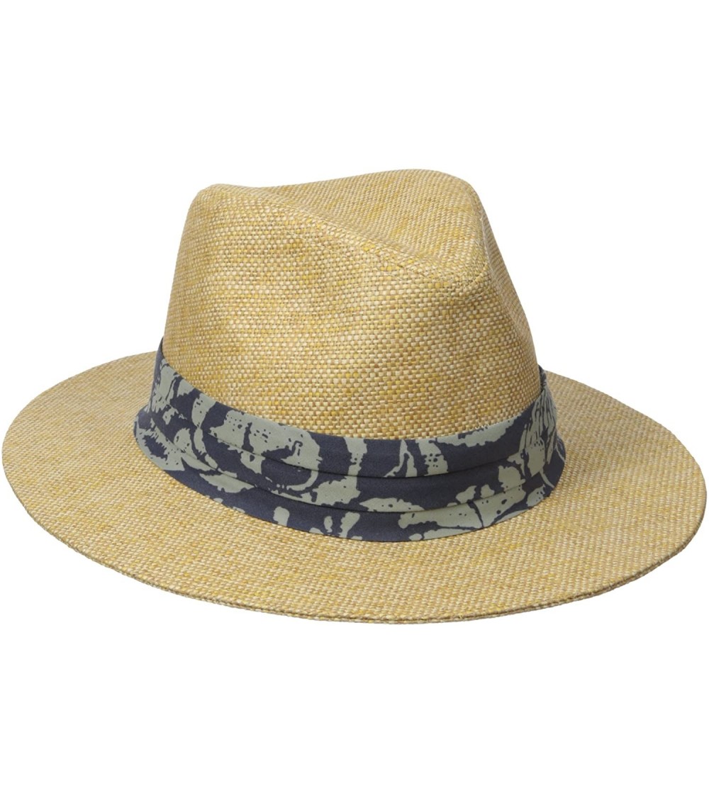Sun Hats Men's 3 Inch Brim Sun Hat with Stretch-Fit Sweatband - Natural/Blue - CP12EBE6IMV