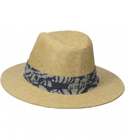 Sun Hats Men's 3 Inch Brim Sun Hat with Stretch-Fit Sweatband - Natural/Blue - CP12EBE6IMV