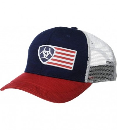 Baseball Caps Men's Rubberized Flag Logo Snapback Cap - Navy/Red/White - C418LYNME09
