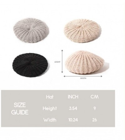 Berets Winter Chic Warm Double Layer Crochet Chunky Knit Slouchy Beret Beanie Hat for Women - Beige - CS18T03QI0S