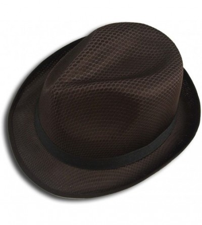 Sun Hats Fedora Hat Fashion Unisex Trilby Cap Summer Beach Sun Straw Panama - Brown - C011KYTFOLT