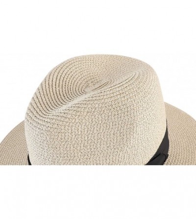 Sun Hats Womens UPF50 Foldable Summer Straw Hat Wide Brim Fedora Sun Beach hat - Brown - CM189W50ZXH
