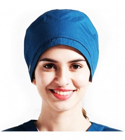 Newsboy Caps Women's Anti Dust Working Cap Adjustable Cotton Cap with Sweatband for Women and Men - Blue 2 - C5199S5XUNG