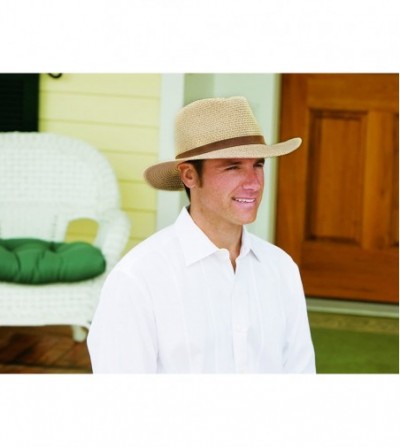 Sun Hats Men's Outback Fedora - UPF 50+- Adjustable- Designed in Australia - Natural - CL118E37Z87