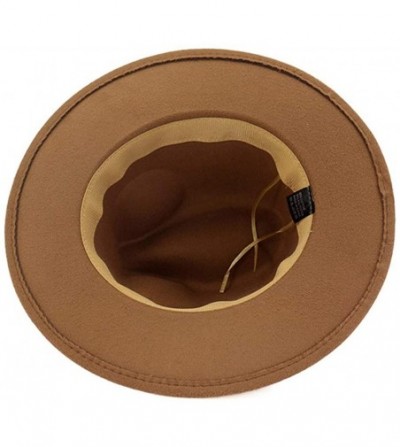 Fedoras Women's Felt Fedora Hat Wide Brim Panama Hats with Tassel - Camel - CP18TWW237W