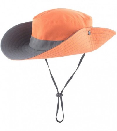 Sun Hats Women's Summer Sun UV Protection Hat Foldable Wide Brim Boonie Hats for Beach Safari Fishing - Orange - CQ18T4WAK7M