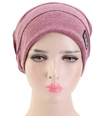Skullies & Beanies New Women's Cotton Flower Elastic Turban Beanie Chemo Cap Hair Loss Hat - Light Purple - CA18U3QWUZZ