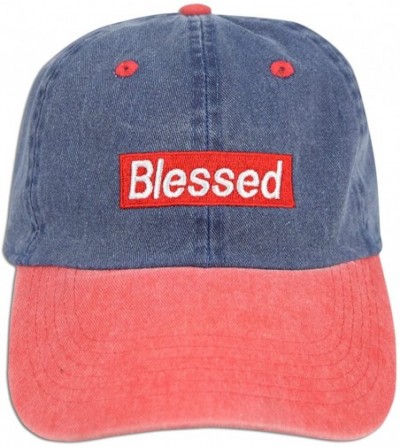 Baseball Caps Blessed Embroidered Dad Cap Hat Adjustable Polo Style Unconstructed - Blue / Red - CR18E2TD8C6