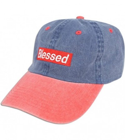 Baseball Caps Blessed Embroidered Dad Cap Hat Adjustable Polo Style Unconstructed - Blue / Red - CR18E2TD8C6