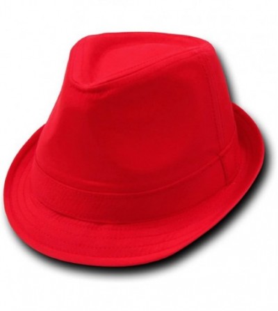 Fedoras Basic Poly Woven Fedora Hats (RED/RED- L/XL) - C0115RV6UV7