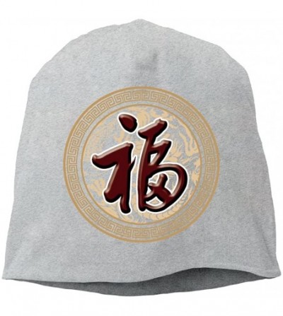 Skullies & Beanies Fashion Solid Color Chinese Good Fortune Style Watch Cap for Unisex White One Size - Ash - CD18ENN54ZA