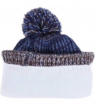 Skullies & Beanies Women Winter Knitted Hat Pom Pom Beanie Cap Thick Warm Hat - Blue（thick) - CS184YKQ6MR