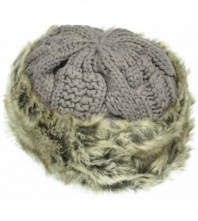 Skullies & Beanies Women's Knitted Hat Faux Fur Lined Trim Cable Winter Beanie - Gray - CL12N117B1X