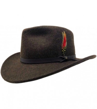 Fedoras Bellamora One Fresh Hat Wool Felt Crushable Outback Fedora Water Repellent Indy Jones Style Hat - Mix Brown - CK18ZO7...