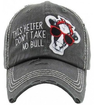 Baseball Caps Adjustable Ladies Womens Baseball Cap Heifer Cow Hat - Black Dont Take No Bull - C318RZOITA5
