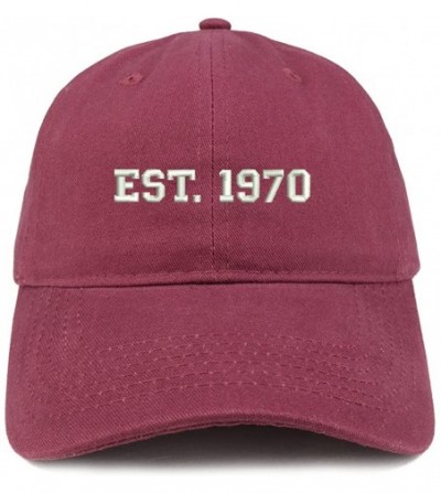 Baseball Caps EST 1970 Embroidered - 50th Birthday Gift Soft Cotton Baseball Cap - Maroon - CC180NLQMQ7
