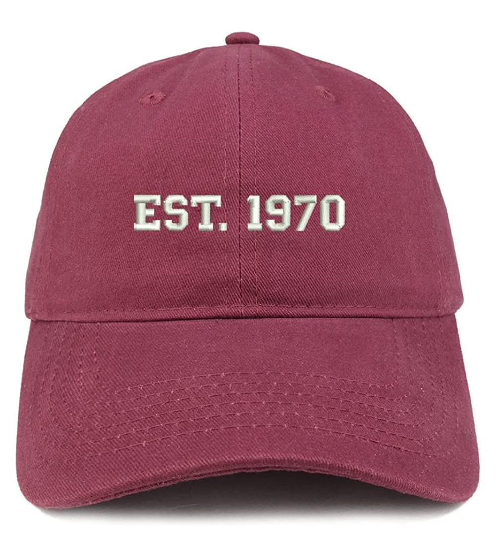 Baseball Caps EST 1970 Embroidered - 50th Birthday Gift Soft Cotton Baseball Cap - Maroon - CC180NLQMQ7