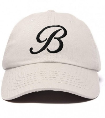 Baseball Caps Initial Hat Letter B Womens Baseball Cap Monogram Cursive Embroidered - Beige - CR18TWRZ9QZ