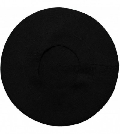 Berets French Beret hat- Reversible Solid Color Cashmere Knit Warm Beret Cap for Womens Girls - Twist Black - CC18YOTXEA2