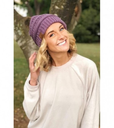 Skullies & Beanies Solid Ribbed Beanie Slouchy Soft Stretch Cable Knit Warm Skull Cap - Violet - CJ12BYBC2H9