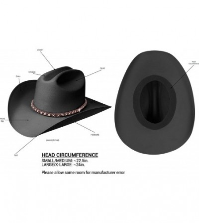 Cowboy Hats Faux Western Style Pinch Front Canvas Cowboy Cowgirl Hat - Classic Black - C6180RO2758